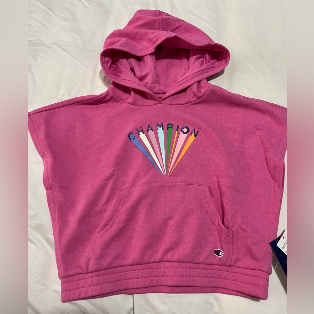 Champion Girls French Terry Cropped Logo Hoodie NWT